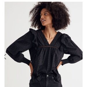 Madewell voile ruffled pintuck top